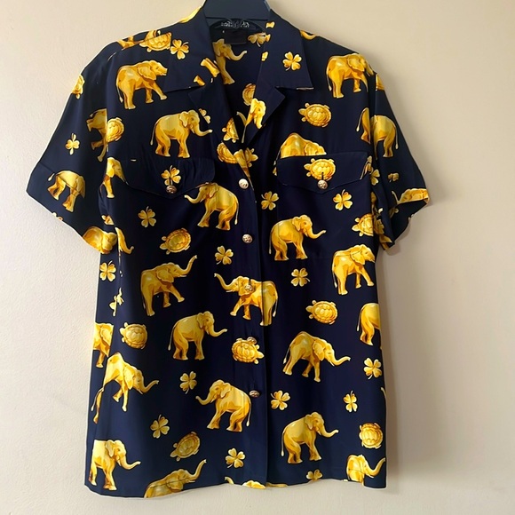 Escada by Margaretha Ley Silk Shirt Sleeve vintage Blouse - Picture 1 of 9